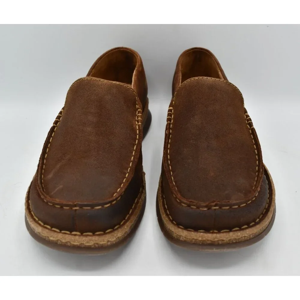 Born Mens 10 Baylor Brown Glazed Ginger‎ Distressed Suede Slip On Casual Shoes